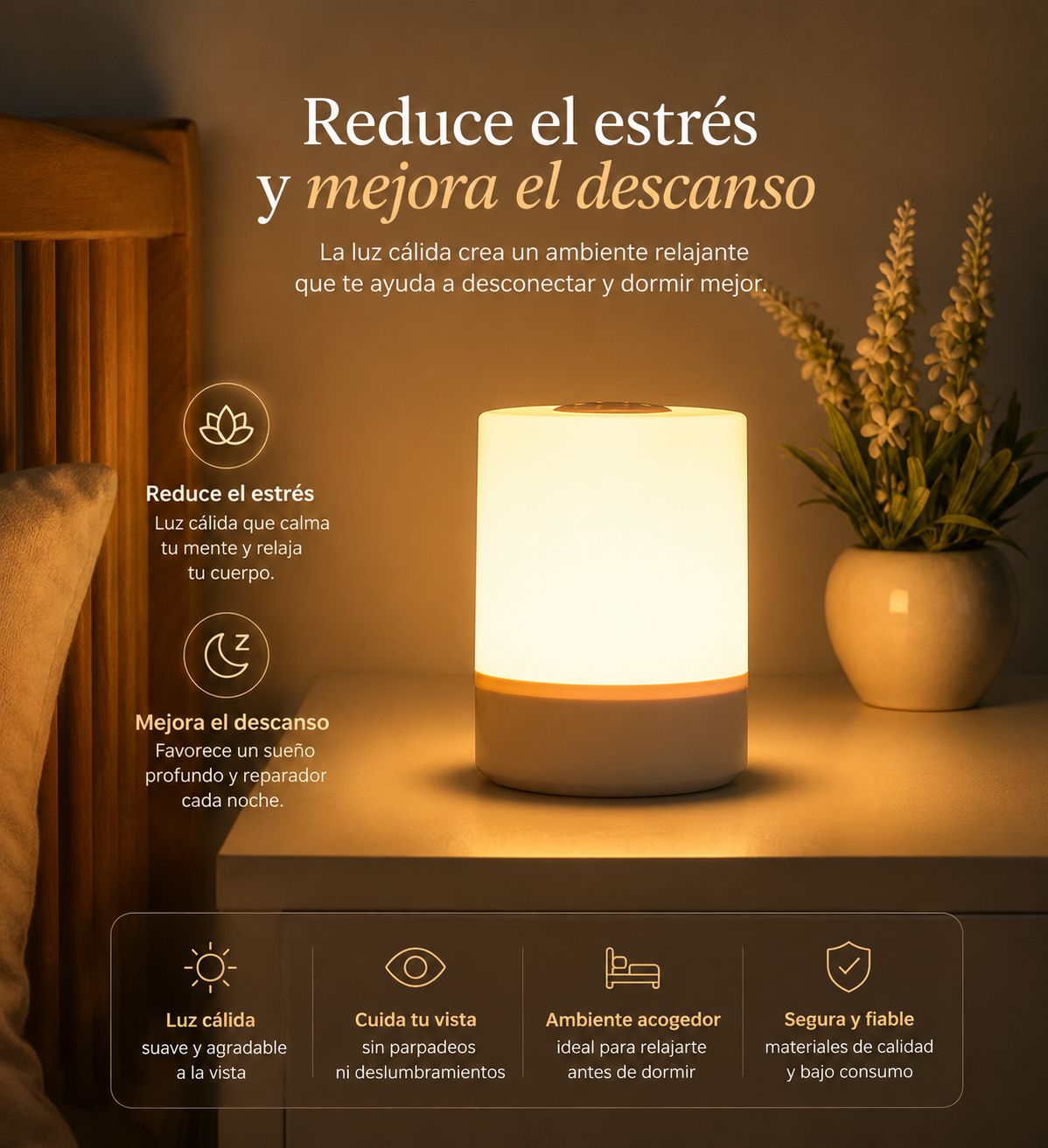 Lampara led regulable de noche