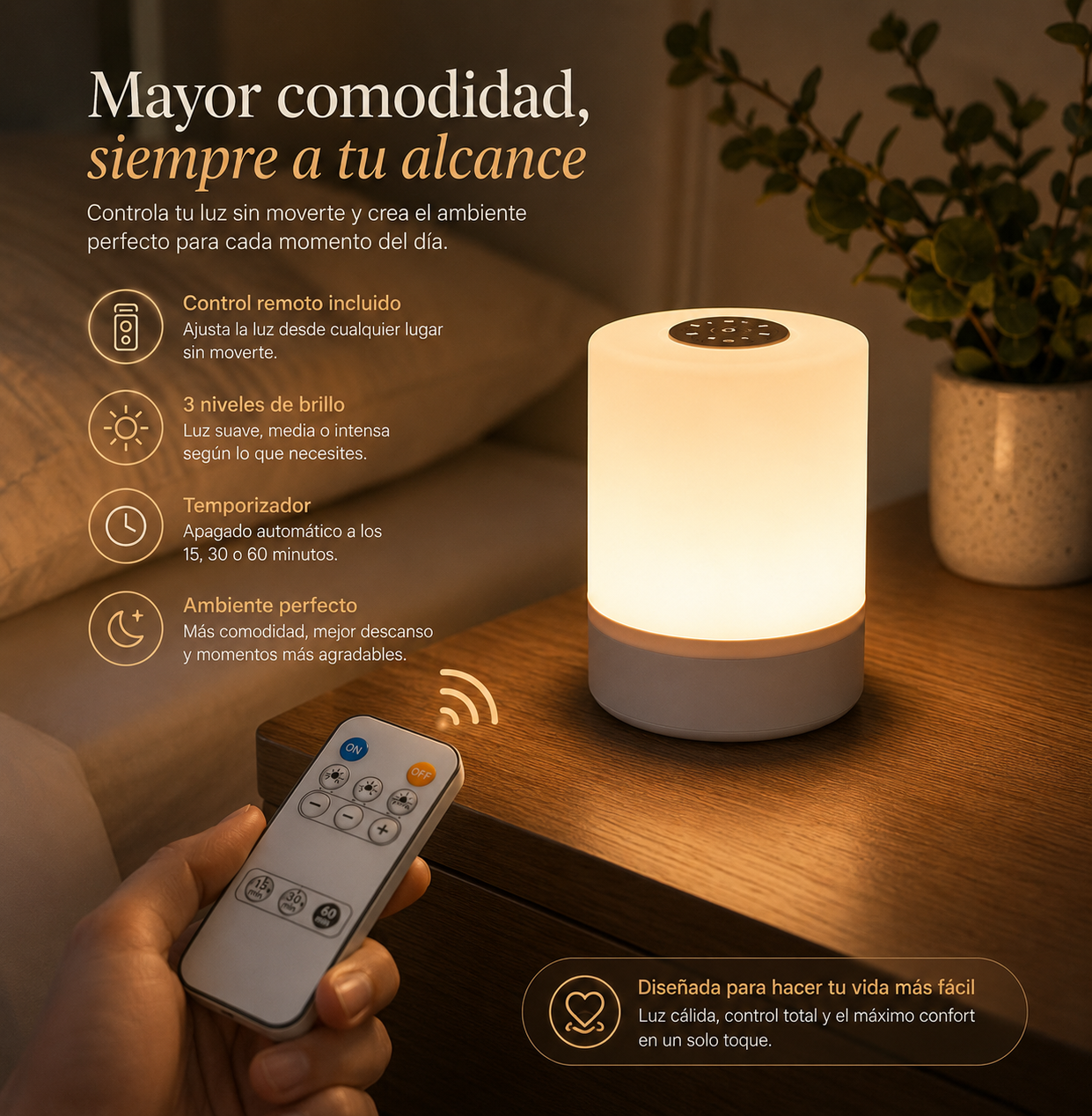 Lampara led regulable de noche