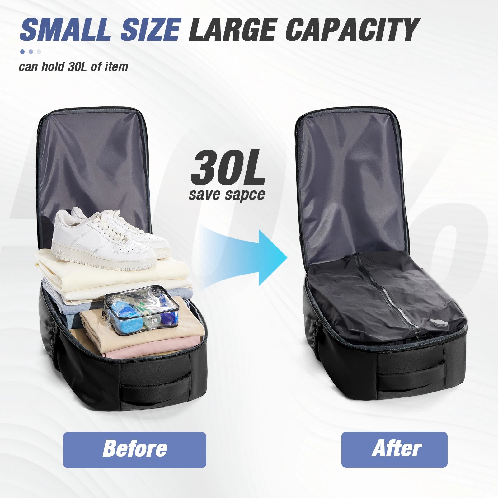 Men Vacuum Compression Backpack 15.6In Laptop Backpack Expand Hiking Vacuum Travel Backpack, Ryanair Backpack 40X30X20 Cabin Bag